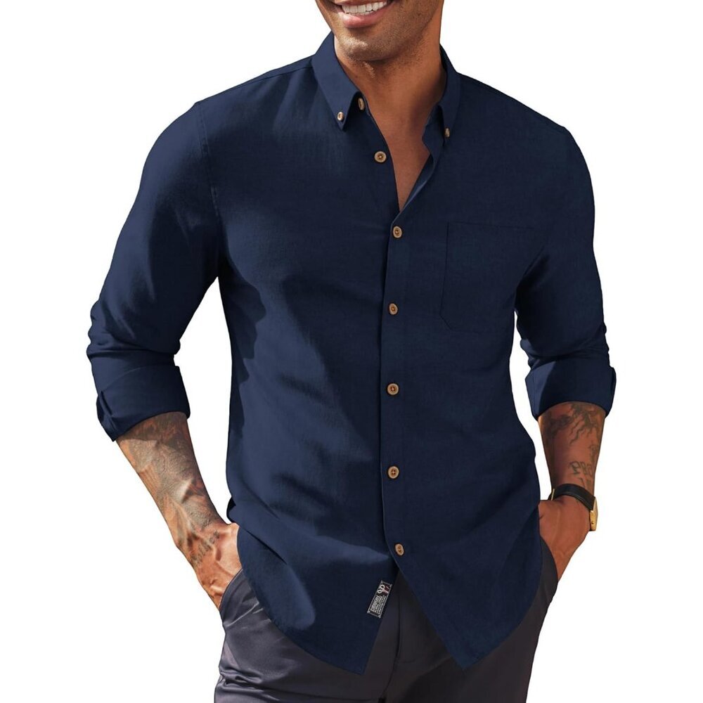 Men's Oxford Button Down Shirt Long Sleeve Regular Fit Business Casual Dress Shi